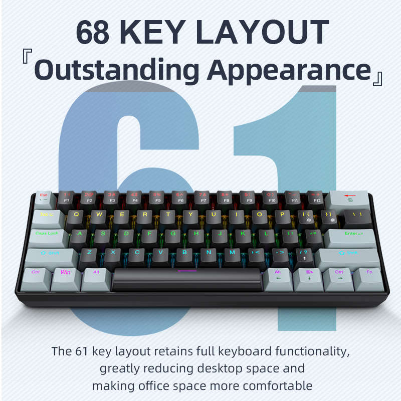 Gaming Keyboard Half - APAYADO K61 Mini tastiera meccanica, cablata,