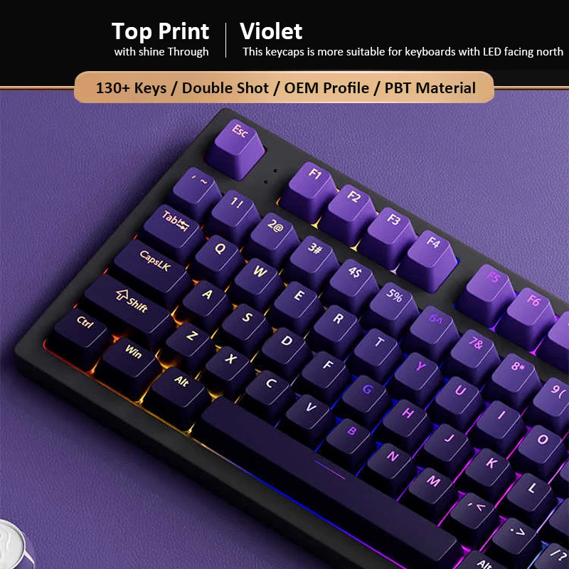 Gaming Keyboard Top - Keycap PBT Double Shot con Retroilluminazione