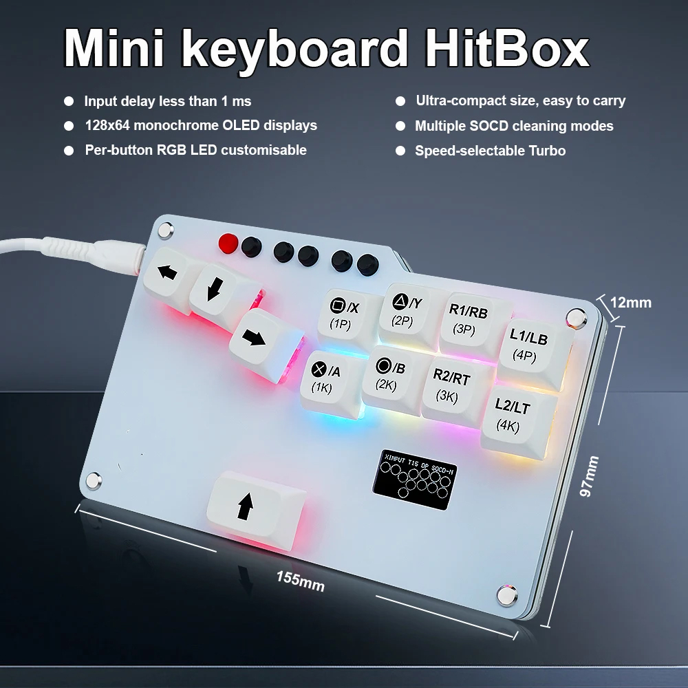 Gaming Keyboard No Rgb - Hitbox Mini GP2040 CE Fightstick Tastiera