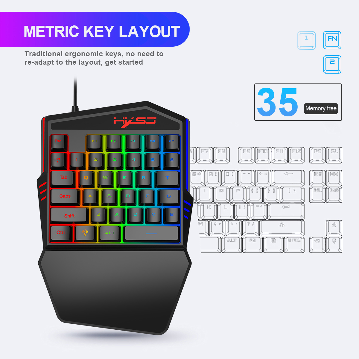HXSJ V100 V100-2 35 tasti tast - Gaming Keyboard Half recensione e prezzo